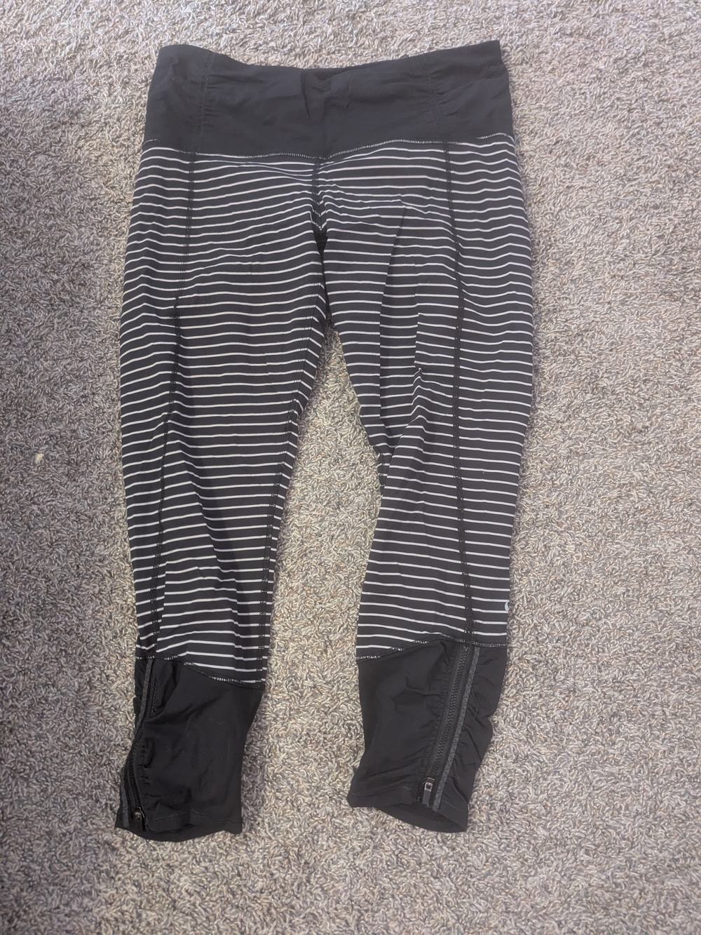 Lululemon Black & White Striped Workout Pants